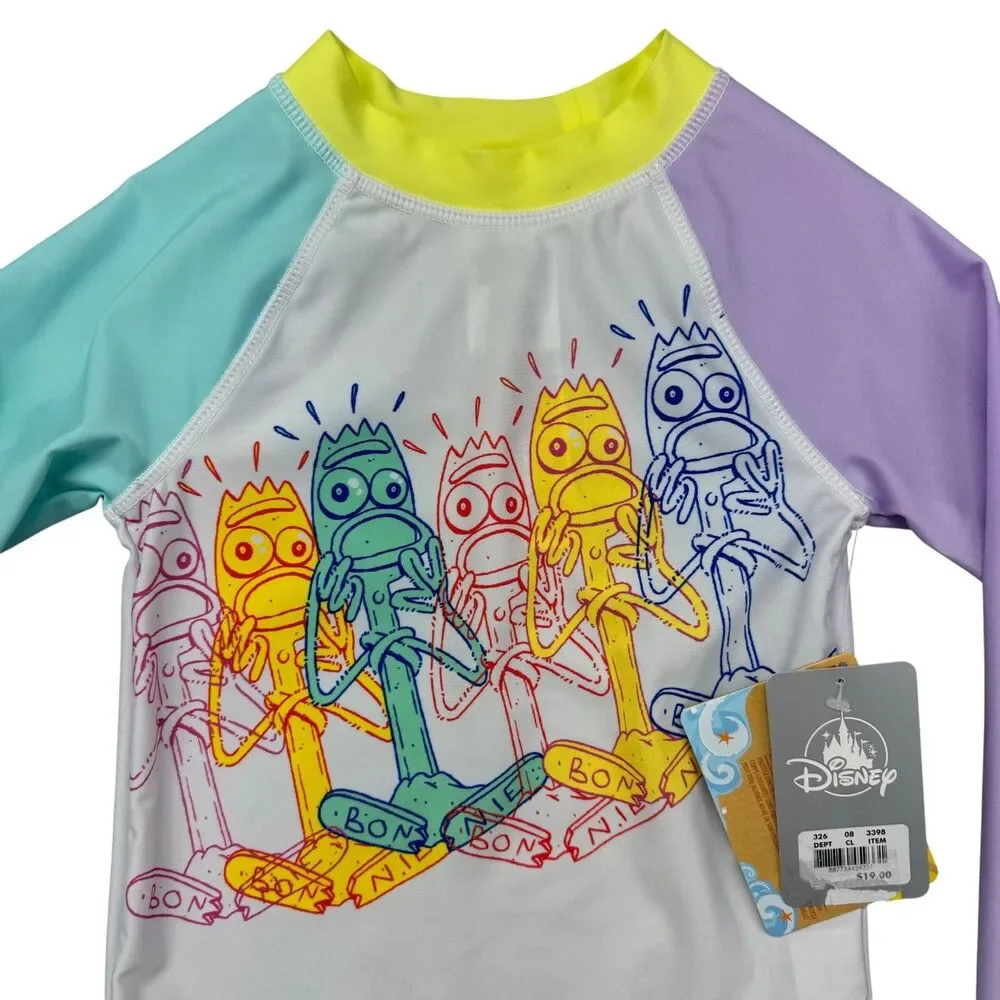 Disney Toy Story 4 Rash Guard Kids 4 Forky Long Sleeve Swim Shirt UPF 50+ NWT